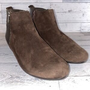 Munro Boots Womens 7.5‎ W Brown Suede Animal Print Heels Zip Up Bootie American
